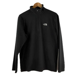 The North Face Black Quarter Zip Logo Fleece M - Picture 1 of 8