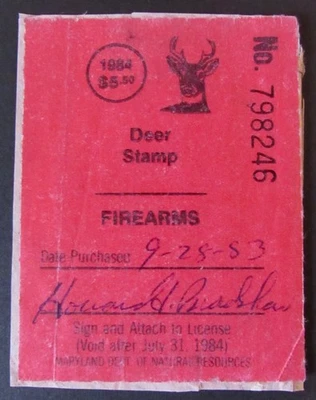 1983 Maryland Deer Hunting Stamp  - Firearms - Image 1 of 2