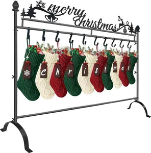 Soporte para Medias de Navidad con 10 Ganchos, Feliz Navidad Colgador para Medias... - Imagen 1 de 6