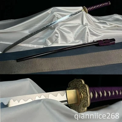  Purple sago Copper tsuba 5160 spring steel sharp blade Japanese Katana Sword  - Image 1 of 4