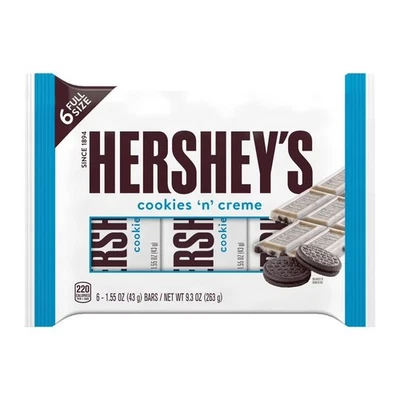 Hershey's Cookies 'n' Creme Candy, Bars 1.55 oz, 6 Count - Image 1 of 4