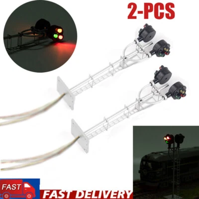 2Pcs HO Scale Model Tri-Lights Block Signal Fine Made Metal 2 Opposite Targets - Image 1 of 4