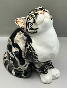 Vintage Studio Six Fulham Pottery Handpainted Large Signed Cat. - Picture 1 of 4