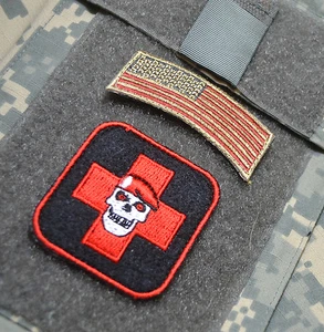 AFSOC TCCC PEDRO PJ COMBAT RESCUE burdock 2-TAB: Red Cross Beret Skull + US Flag - Picture 1 of 12