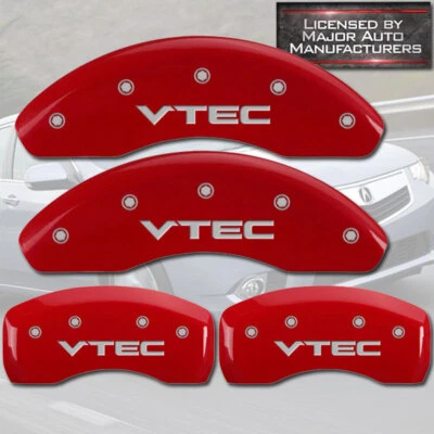 1997-2001 Honda Prelude Front + Rear Red MGP Brake Disc Caliper Covers "VTEC" - Image 1 of 4