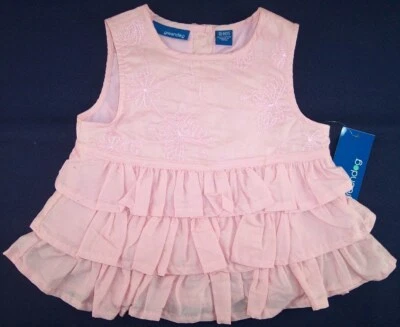 NWT Greendog Infant Girl's Pink Tiered Ruffled Embroidered Top, 18 Mos. - Image 1 of 2