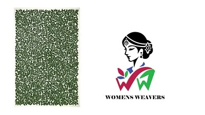 Women Weaver New Green Leafy Handmade Tufted Wool Rug,  (No Additional Fees) - Image 1 of 4