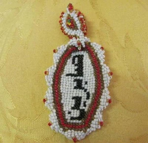 19C. ANTIQUE ISLAMIC OTTOMAN HANDMADE BEADWORK PENDANT AMULET - Picture 1 of 7