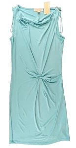 Michael Kors Dress Turquoise Blue Sheath Gathered Silver Tone Size XS Read - Picture 1 of 9