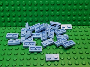 ** 25 Karat Lot ** Lego NEU mittelblau 1 x 2 Platte Stücke Lot von 25 - Bild 1 von 1