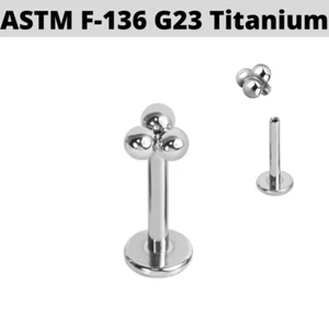 Anillo trasero plano 16G 1/4" TRINITY BEAD LABRET TITANIO ROSCADO INTERNO TRAGUS - Imagen 1 de 4