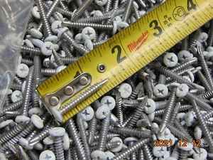 100 White Pan Head Screws 8 X 1-1/4"  Self Drilling STAINLESS Cargo RV - Picture 1 of 1