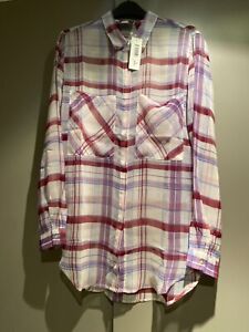 Summer shirt stripes white/burgundy size 36 long sleeve