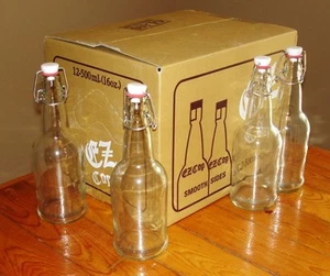 BOTELLAS DE CERVEZA 24 EZ TAPA VIDRIO TRANSPARENTE SWING-TOP SODA 16 oz ABATIBLE TOP EZCAP GROLSCH - Imagen 1 de 10