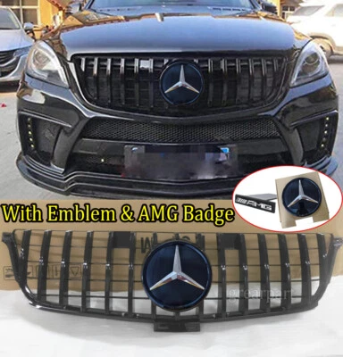 Grelha GT R com emblema para 2012-2015 Mercedes Benz W166 ML-CLASS grade malha preta - Imagem 1 de 4