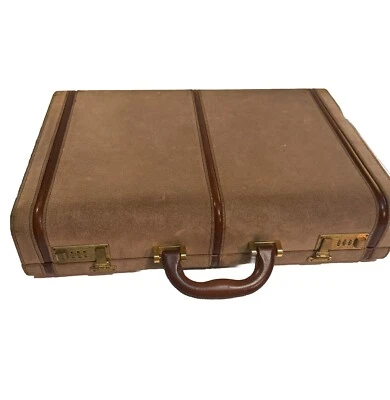 Maletín de cuero gamuza marrón/gris vintage de Michael Scott hecho en ITALIA Foto 1 de 4