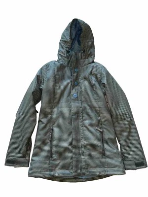 特别混纺女式绿色格子滑雪滑雪板夹克连帽防水大号 — 第 1/4 张图片