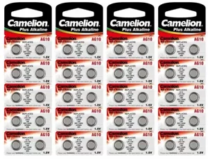 40 Pk Camelion AG10 LR1130 389 390 L1131 LR54 D389 Alkaline Button Cell Battery - Picture 1 of 2
