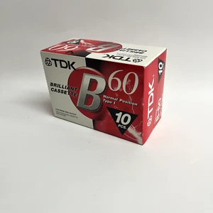 Box of 10 TDK B-60 Normal Position Type I Brilliant Cassette Tapes NEW SEALED - Picture 1 of 1