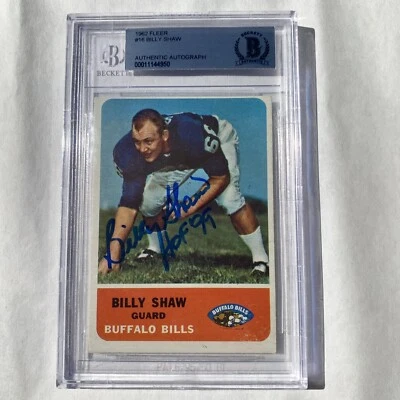 1962 Fleer #16 Billy Shaw Signed Rookie Card Buffalo Bills Beckett Slab BAS HOF - Image 1 of 3