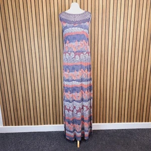 White Stuff Maxi Dress 16 Tall Grey Orange Jersey Full Length - Picture 1 of 11
