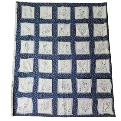 Vintage Navy Sunbonnet Sue Faye Liverman Burgos Marcus Bros Fabric 27 x 44 - Image 1 of 3