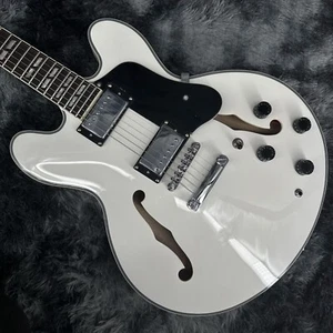 Custom ES335 Electric Guitar Semi Hollow Black Pickguard Chrome Hardware - Picture 1 of 18