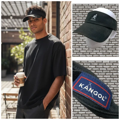 Visera deportiva de lona de algodón negra vintage Y2K Kangol talla única sombrero gorra sombra de ojos Foto 1 de 4