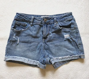 RSQ Jeansshorts Größe 12 Mädchen Stretch blau Denim Bündchen abgenutzt mittlerer Bund - Bild 1 von 6