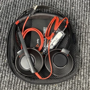 Poly Blackwire C5200 USB Headset Wired On-Ear Red Black with Mic PC Laptop VOIP - Picture 1 of 3