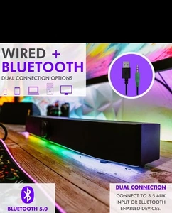 Tilted Nation Gaming Soundbar -Monitor Sound Bar for PC- RGB Computer Black-B4-5 - Afbeelding 1 van 3