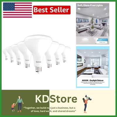 Sunco 8 Pack BR40 LED Flood Lights – Dimmable, Daylight 1400LM,  Certified - Image 1 of 4