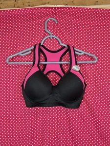 Neu mit Etikett Lily of France ACTIVE Sport BH Racerback Bügel pink schwarz Gr. 34C - Bild 1 von 3