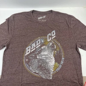 Lucky Brand Bad Company T Shirt Mens S Brown Wolf Graphic Retro Tour Band Tee - Picture 1 of 6
