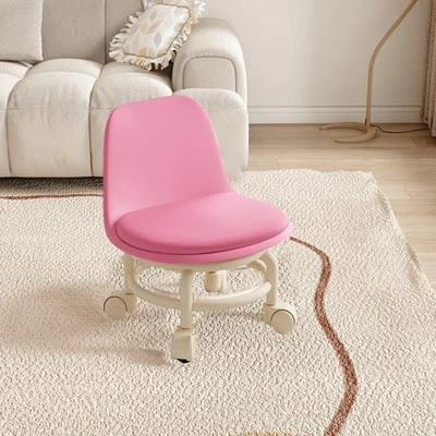 Low Stool Mini Comfortable Rotatable PU Leather Waterproof with Wheels Roller - Image 1 of 4