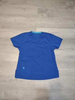 Blusa Médica Carhartt Para Mujer Ajuste Moderno Cuello en V Azul con Bolsillos LG Foto 1 de 4