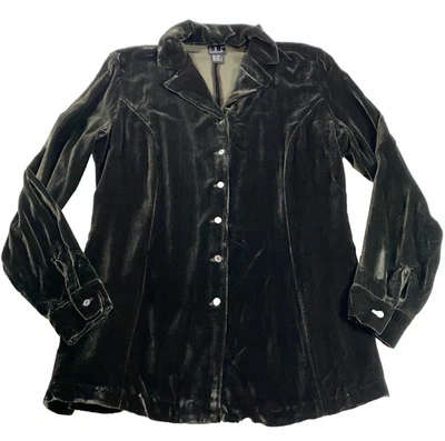 Blusa International Concepts Mezcla Seda Talla 8 Terciopelo Abotonada Manga Larga Foto 1 de 4