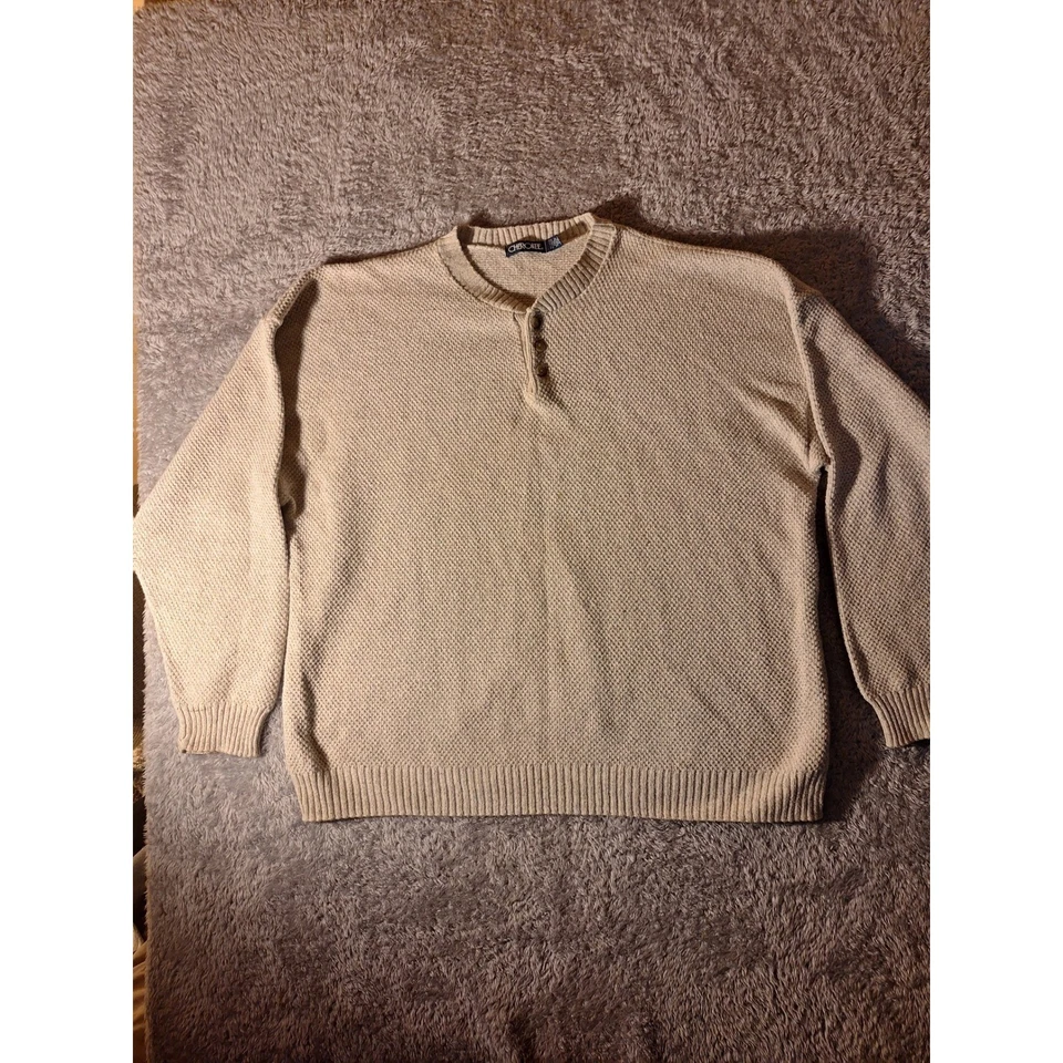 Cherokee Men's athleisure Tan grandpacore Button Neck Long Sleeve Sweater 2XL - Image 1 of 4