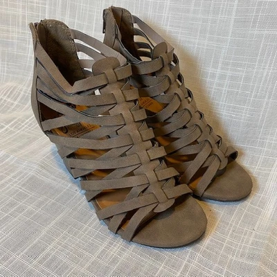 Jellypop Alyssa Mushroom Taupe Caged Heeled Ankle Sandal Womens Size 6 - Image 1 of 4
