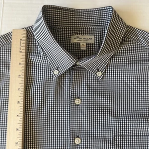 Peter Millar Summer Comfort Button Up Shirt Mens XL Gray White Check Long Sleeve - Picture 1 of 10