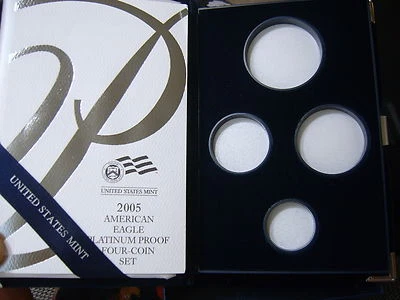 2005 PLATINUM PROOF 4 COIN BOX SET  OGP **NO COINS*** CLEAN BOX PAPERS - Image 1 of 3