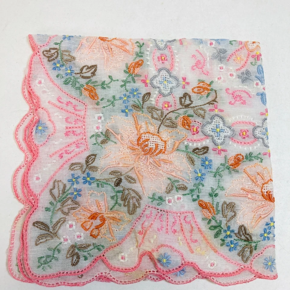 Appenzell Swiss Antique Handkerchief Hankie Linen Embroidered Wedding as is - Image 1 of 4