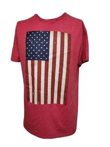 Well worn Men's NEW LARGE Crew-neck Short Sleeve American Flag Print T-shirt(#m8 - Picture 1 of 8