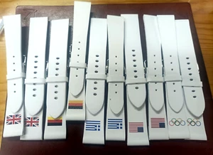 Echt Leder Uhrenarmband Band 20 mm & 22 mm mit aufgedruckten Länderflaggen - Bild 1 von 1