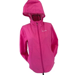 Columbia Coat Girls Size Large 14/16 Pink Hooded Full Zip Nylon Rain Windbreaker - Picture 1 of 14
