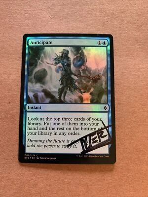 MTG Magic Anticipate FOIL Signed Artist Proof x1 BFZ 2019 Tyler Jacobson - Image 1 of 2