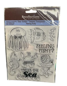 Timbri trasparenti da collezione SENTIRSI PESCI 9 pezzi scrapbooking carte artigianali diari - Foto 1 di 2