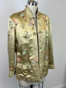 Vintage FLOARTS 100% Reversible Traditional Tang Shanghai Silk Jacket * L - Picture 1 of 9