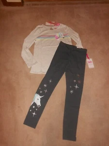 NEW, GIRLS JUSTICE TEE & LEGGINGS OUTFIT, UNICORN, SIZE MEDIUM (10) - Picture 1 of 4