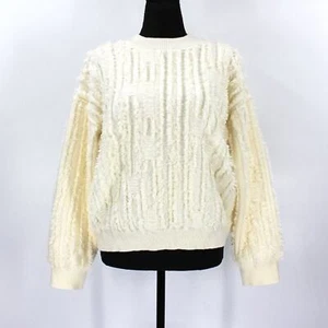 Mare Mare x Anthropologie Ivory Fuzzy Textured Crewneck Long Sleeve Sweater XS - Picture 1 of 8